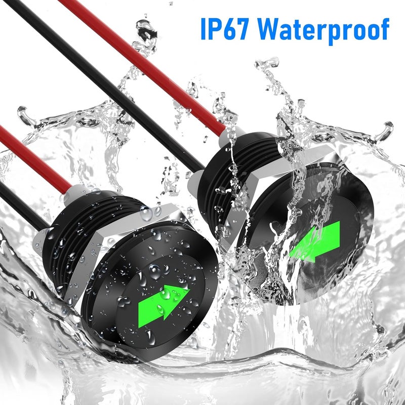 Linkstyle 2PCS 12V ضوء مؤشر LED، مقاوم للماء 1/2" قطع لوحة ضوء إشارة يسار/يمين مع أسلاك 310MM 26AWG للسيارات والشاحنات - Image 5